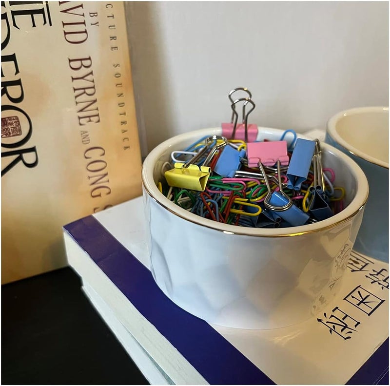 Aewill Ceramic Paper Clip Holder Ceramic Paper Clip Dispenser Organizer for Office Desk Binder Clip Holder (White) - Image 2